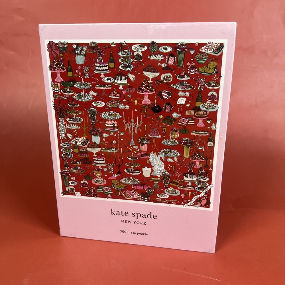 NIB Kate Spade New York Party Table Puzzle • 500 Pieces • Red • VTG